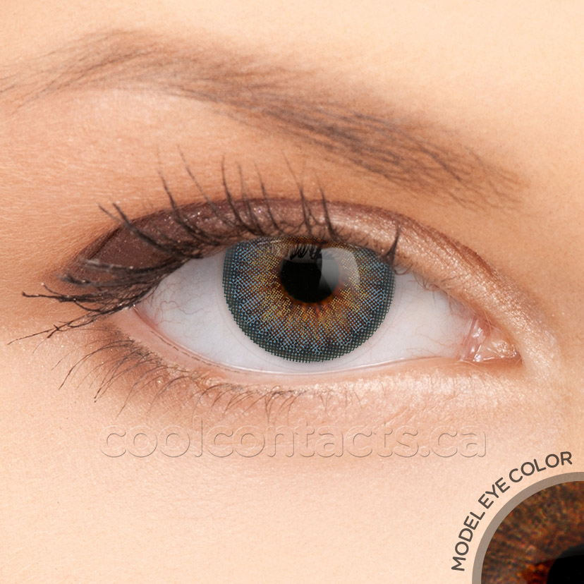 Caribbean contact lens shown over a brown eye